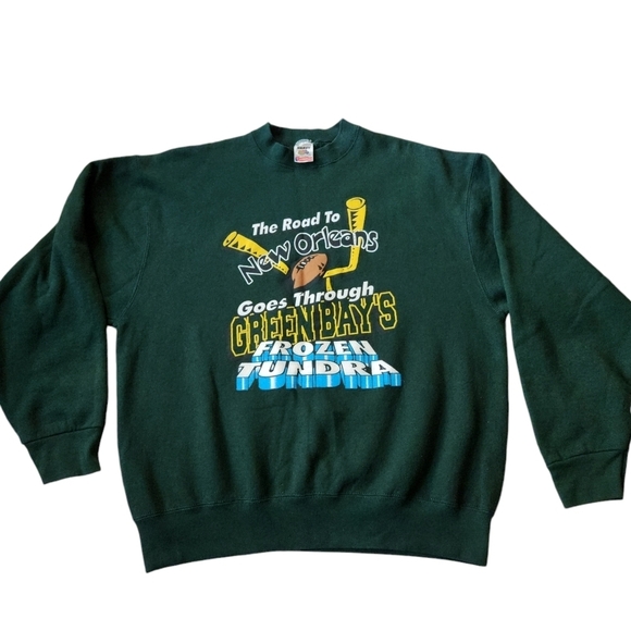 Vintage Green Bay Packers New Orleans  sz XL Crewneck Sweatshirt - Picture 1 of 5